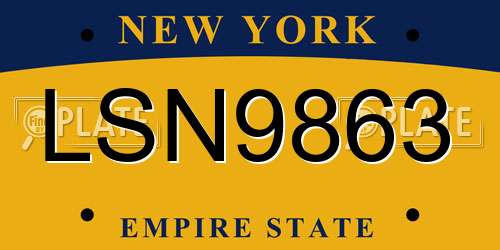 LSN9863 New York License Plate
