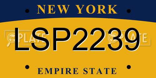 LSP2239 New York License Plate