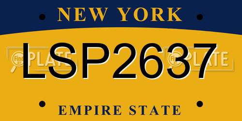 LSP2637 New York License Plate
