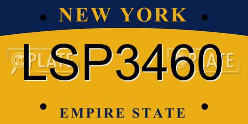 LSP3460 New York License Plate