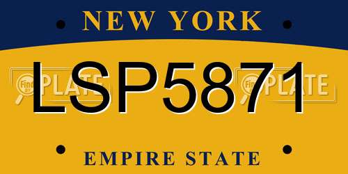 LSP5871 New York License Plate