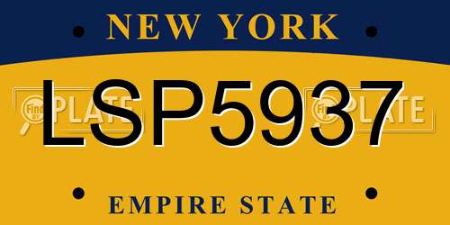LSP5937 New York License Plate