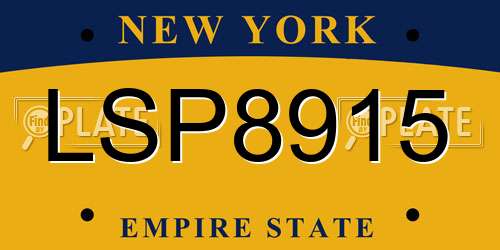 LSP8915 New York License Plate