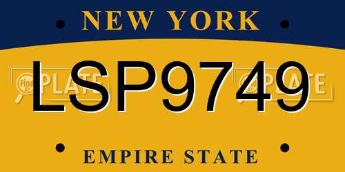 LSP9749 New York License Plate
