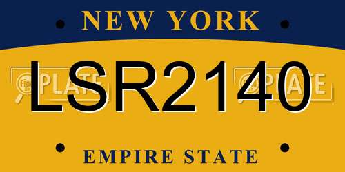 LSR2140 New York License Plate