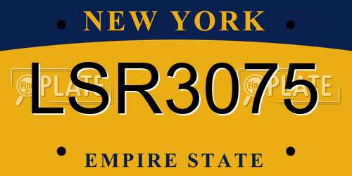 LSR3075 New York License Plate