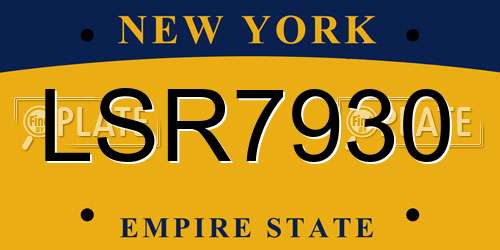 LSR7930 New York License Plate