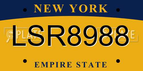 LSR8988 New York License Plate