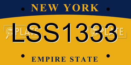 LSS1333 New York License Plate