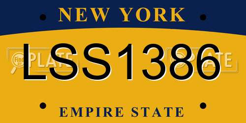 LSS1386 New York License Plate