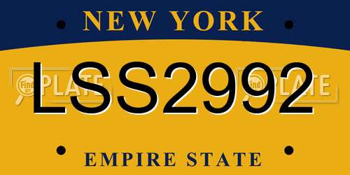 LSS2992 New York License Plate