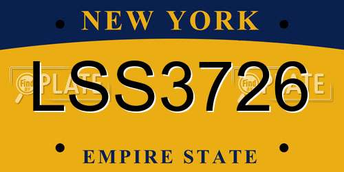 LSS3726 New York License Plate