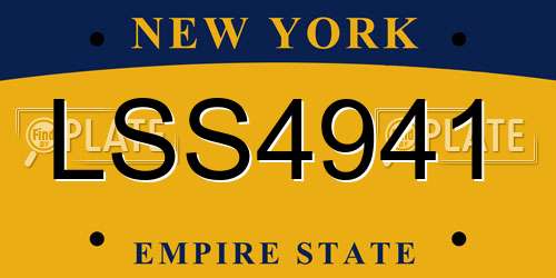 LSS4941 New York License Plate