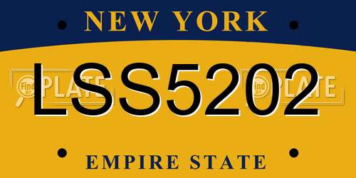 LSS5202 New York License Plate