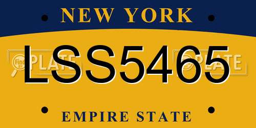 LSS5465 New York License Plate