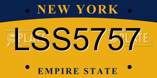 LSS5757 New York License Plate