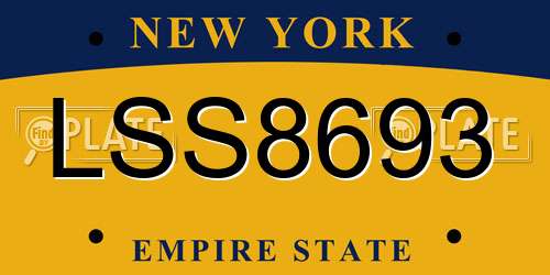 LSS8693 New York License Plate