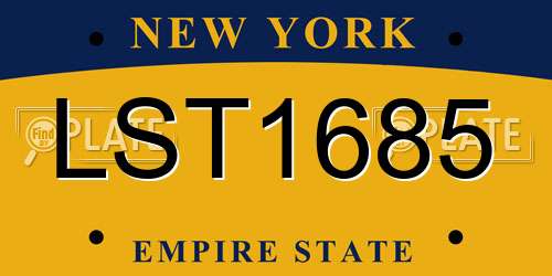 LST1685 New York License Plate
