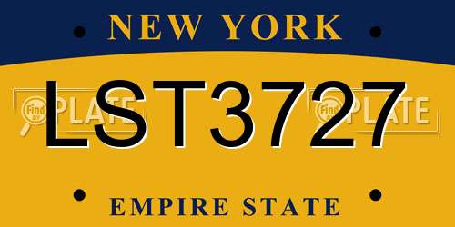 LST3727 New York License Plate
