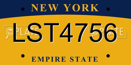 LST4756 New York License Plate