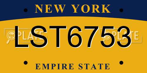 LST6753 New York License Plate