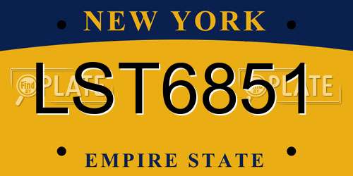 LST6851 New York License Plate