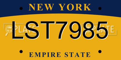 LST7985 New York License Plate
