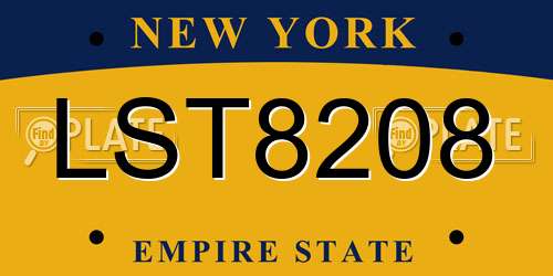 LST8208 New York License Plate