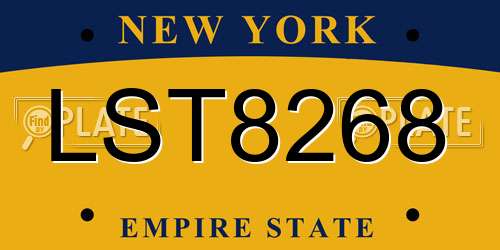LST8268 New York License Plate