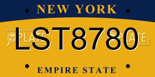 LST8780 New York License Plate