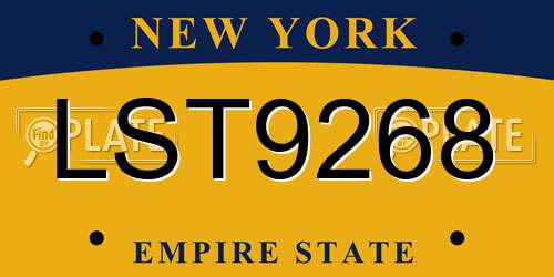 LST9268 New York License Plate