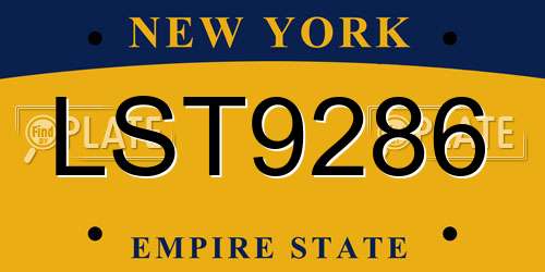 LST9286 New York License Plate