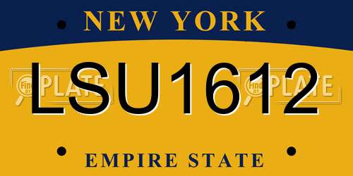 LSU1612 New York License Plate
