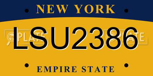 LSU2386 New York License Plate