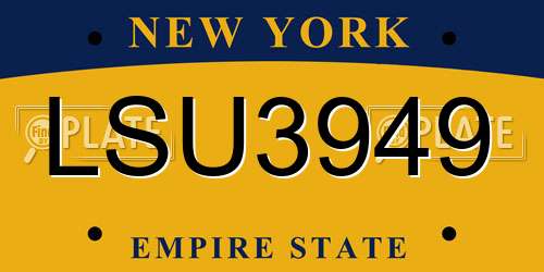 LSU3949 New York License Plate