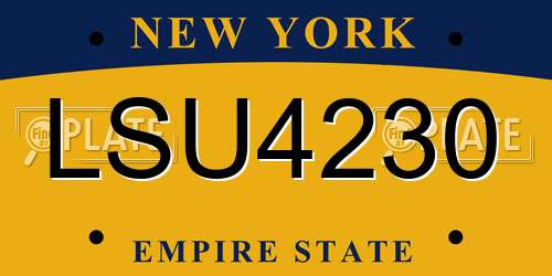 LSU4230 New York License Plate