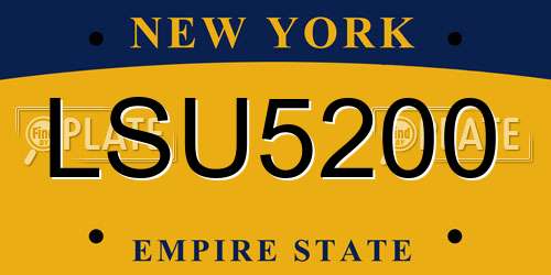 LSU5200 New York License Plate