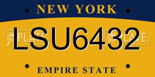 LSU6432 New York License Plate