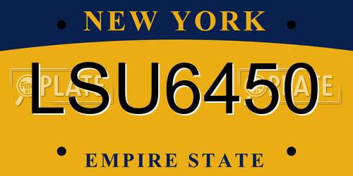 LSU6450 New York License Plate