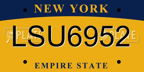 LSU6952 New York License Plate