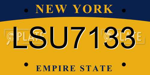 LSU7133 New York License Plate