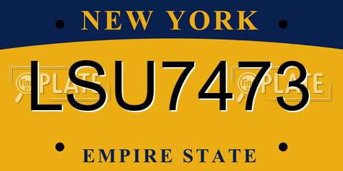 LSU7473 New York License Plate