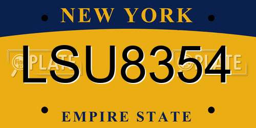 LSU8354 New York License Plate