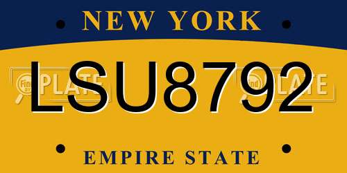 LSU8792 New York License Plate