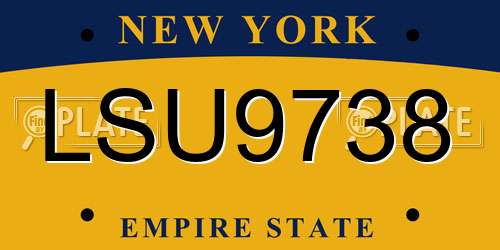 LSU9738 New York License Plate