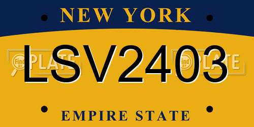 LSV2403 New York License Plate