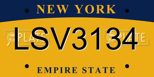LSV3134 New York License Plate