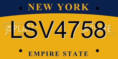 LSV4758 New York License Plate