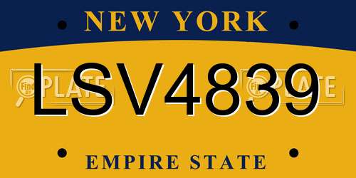 LSV4839 New York License Plate