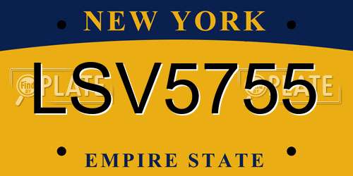 LSV5755 New York License Plate